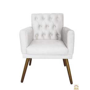 Poltrona Decorativa Em Captonê Emilia Corano Branco - LM DECOR