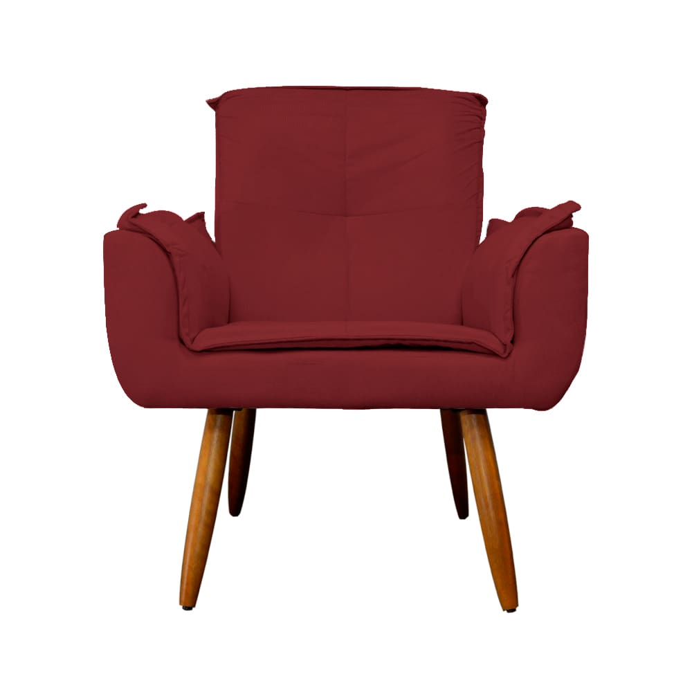 Poltrona Decorativa Estofada Para Salão de Beleza Emília Plus Suede Vermelho Bordo - LM DECOR