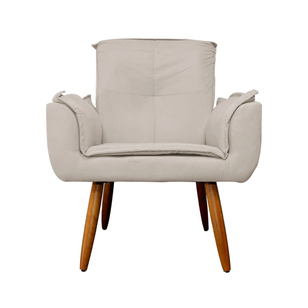 Poltrona Decorativa Estofada Para Salão de Beleza Emília Plus Suede Bege - LM DECOR