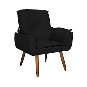 Poltrona Estofada Decorativa Pés Palito Para Recepção Emília Plus Suede Preto - LM DECOR