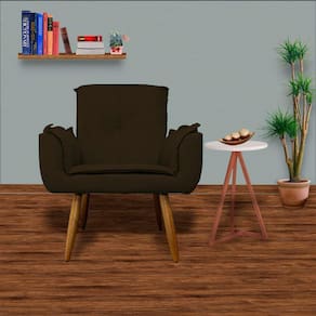 Kit 2 Poltronas Decorativas Estofadas Pés Palito Emília Plus Suede Marrom - LM DECOR