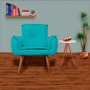 Kit 2 Poltronas Decorativas Estofadas Pés Palito Emília Plus Suede Azul Turquesa - LM DECOR