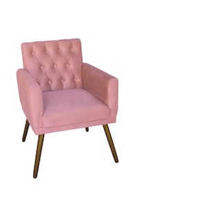 Poltrona Decorativa Em Captonê Emilia Suede Rosa - LM DECOR