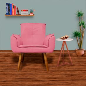 Conjunto 2 Poltronas Estofadas Para Consultório Emília Plus Suede Rosa Barbie - LM DECOR