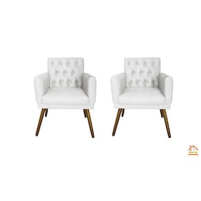 Kit 02 Poltronas Decorativas Em Captonê Emilia Corano Branco - LM DECOR