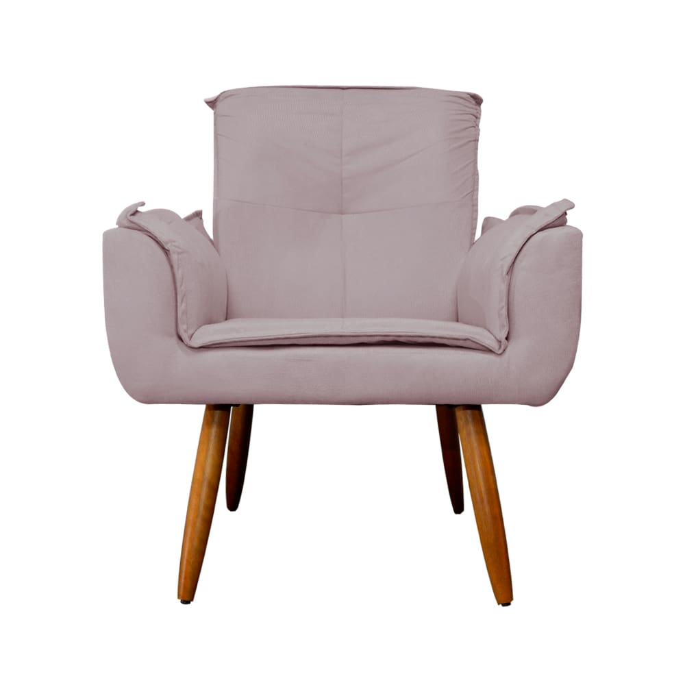 Poltrona Decorativa Estofada Para Salão de Beleza Emília Plus Suede Rose - LM DECOR