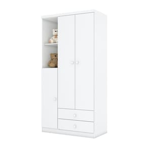 Guarda-Roupa 3 Portas Bater Henn Bala De Menta IA110-66 2 Gavetas Branco/Rosa Chá SE
