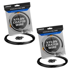 Kit 2UN Empate Cabo Aço Pesca Marine Sports Black Flexível 10m 50 Lbs 70 Luvas