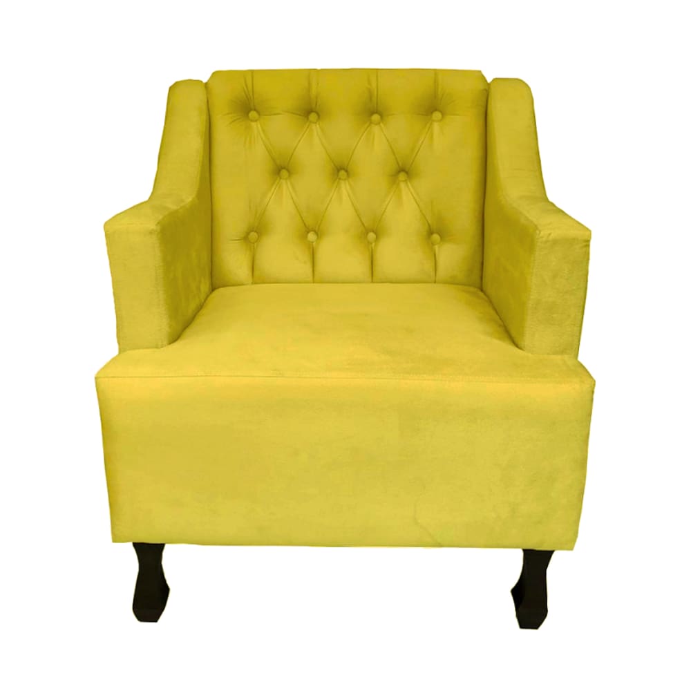 Poltrona Estofada Para Salão de Beleza Genesis Suede Amarelo LM DECOR