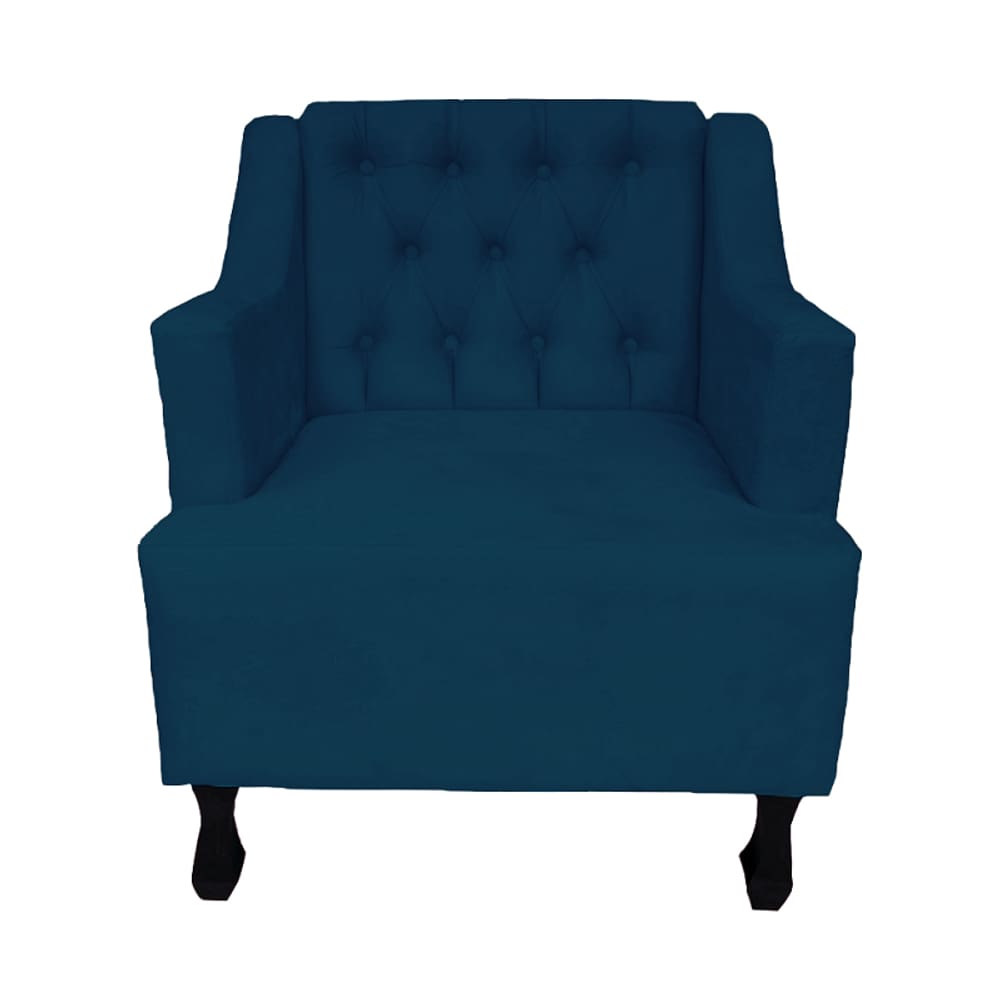 Poltrona Estofada Para Recepção Consultório Genesis Suede Azul Marinho LM DECOR