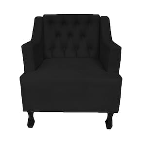 Poltrona Estofada Para Recepção Consultório Genesis Suede Preto LM DECOR