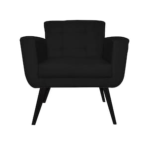 Poltrona Decorativa Sala e Recepção Geovana Suede Preto - LM DECOR