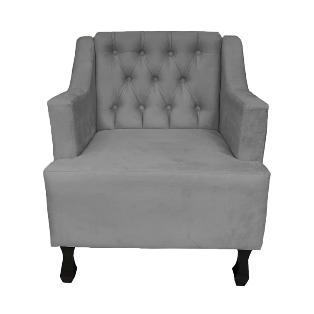 Poltrona Estofada Para Salão de Beleza Genesis Suede Cinza LM DECOR
