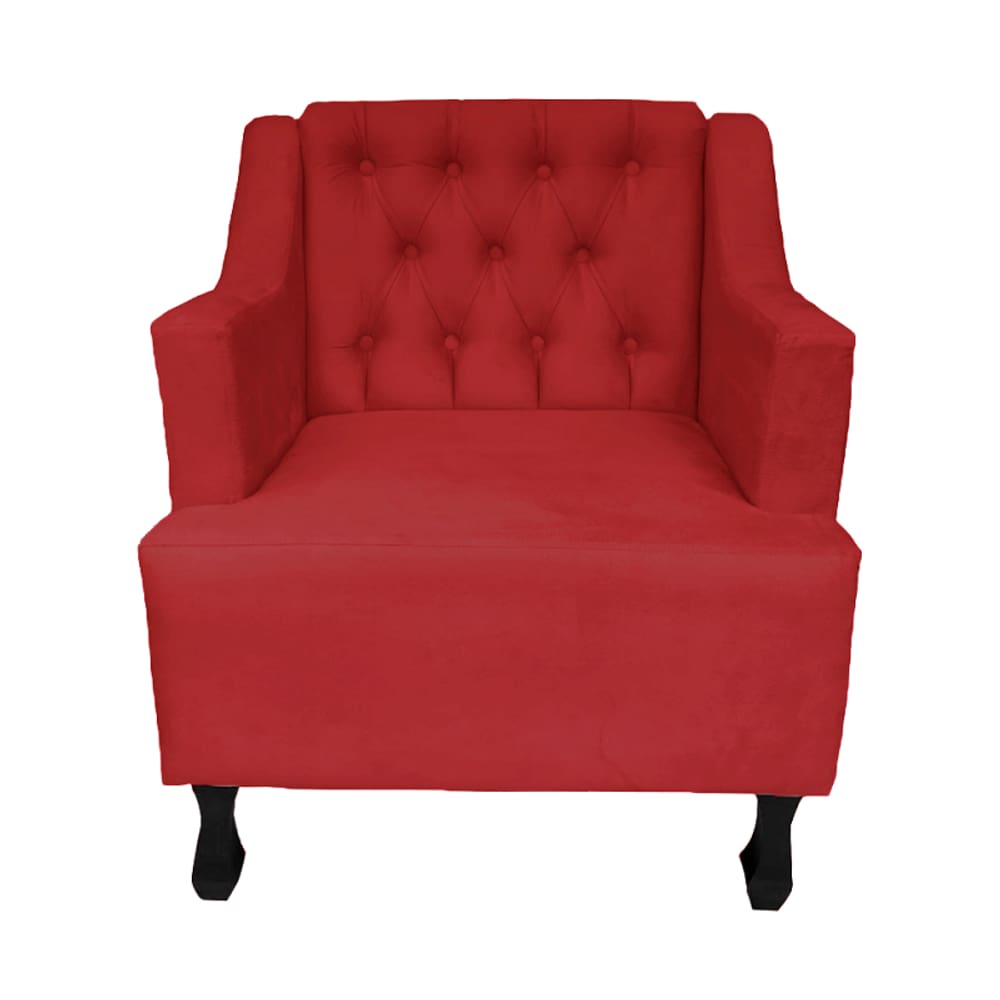 Poltrona Estofada Para Salão de Beleza Genesis Suede Vermelho LM DECOR