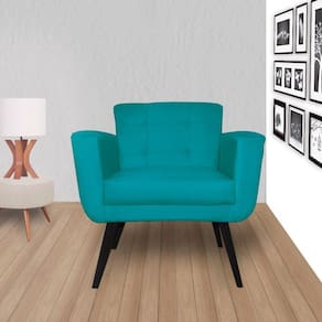 Kit 2 Poltronas Decorativa Sala e Recepção Geovana Suede Azul Turquesa - LM DECOR
