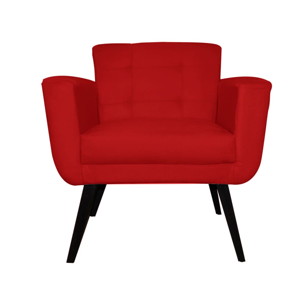Poltrona Decorativa Sala e Recepção Geovana Suede Vermelho - LM DECOR