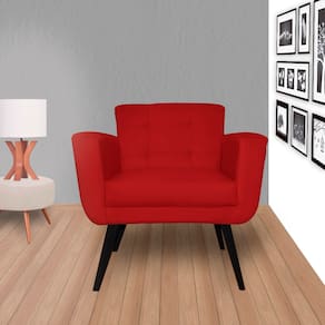 Kit 2 Poltronas Decorativa Sala e Recepção Geovana Suede Vermelho - LM DECOR