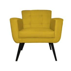 Poltrona Decorativa Sala e Recepção Geovana Suede Mostarda - LM DECOR
