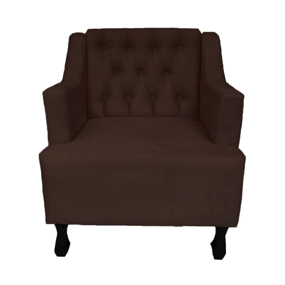 Poltrona Estofada Para Salão de Beleza Genesis Suede Marrom LM DECOR