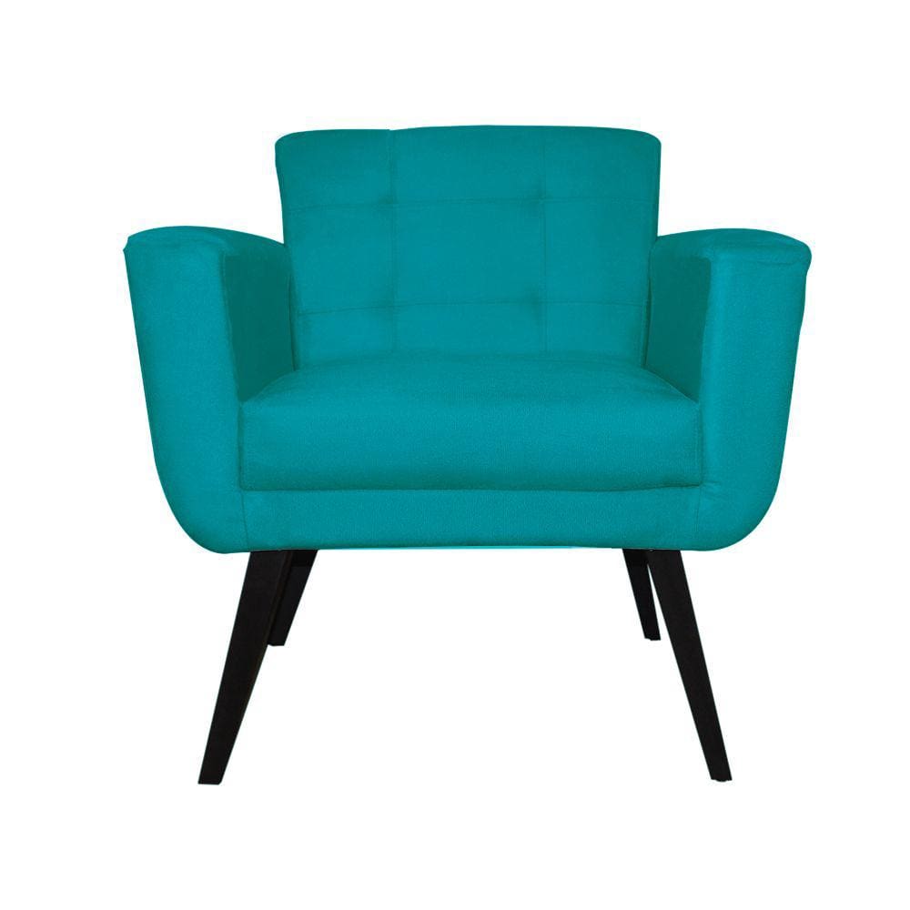Poltrona Decorativa Sala e Recepção Geovana Suede Azul Turquesa - LM DECOR
