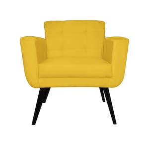 Poltrona Decorativa Sala e Recepção Geovana Suede Amarelo - LM DECOR
