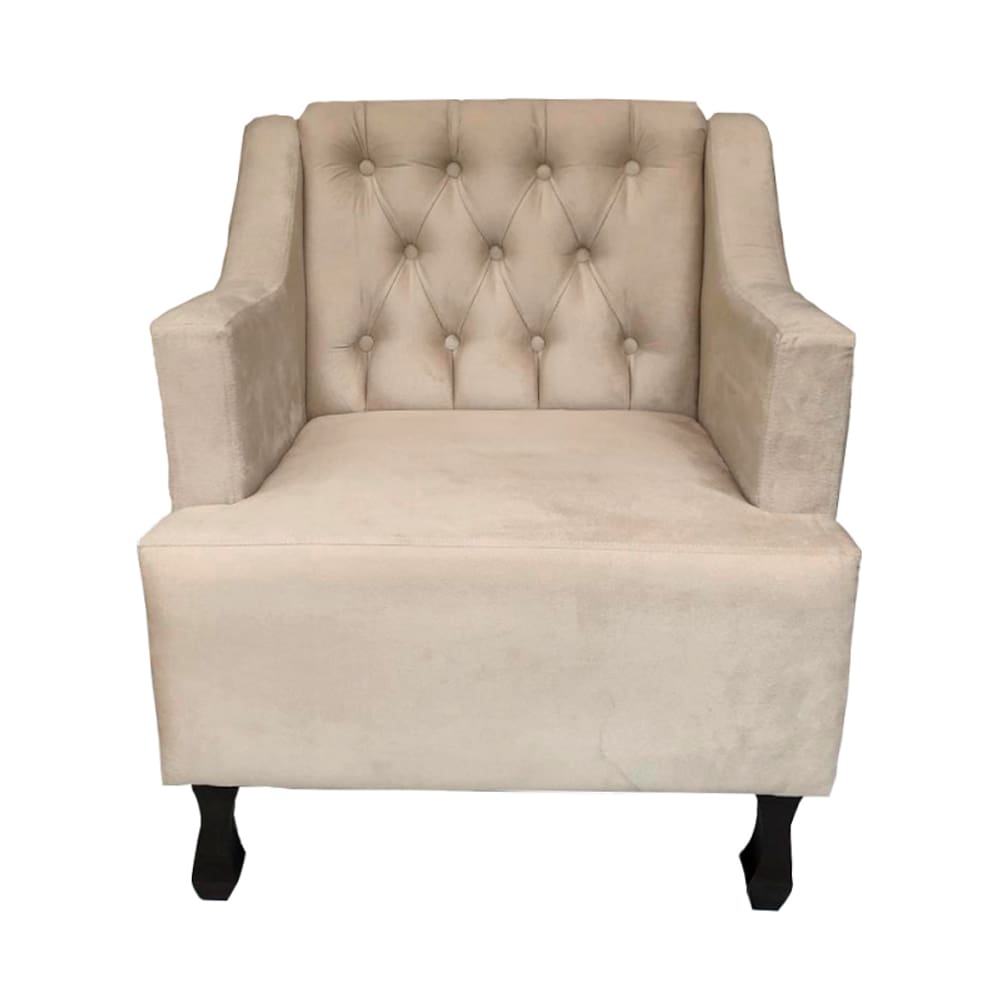 Poltrona Estofada Para Recepção Consultório Genesis Suede Bege LM DECOR