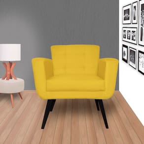 Kit 2 Poltronas Decorativa Sala e Recepção Geovana Suede Amarelo - LM DECOR