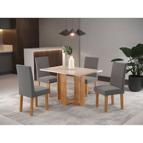 Conjunto Sala de Jantar Mesa Romantic com 4 Cadeiras Venus Viero Mel/Blonde/Cinza