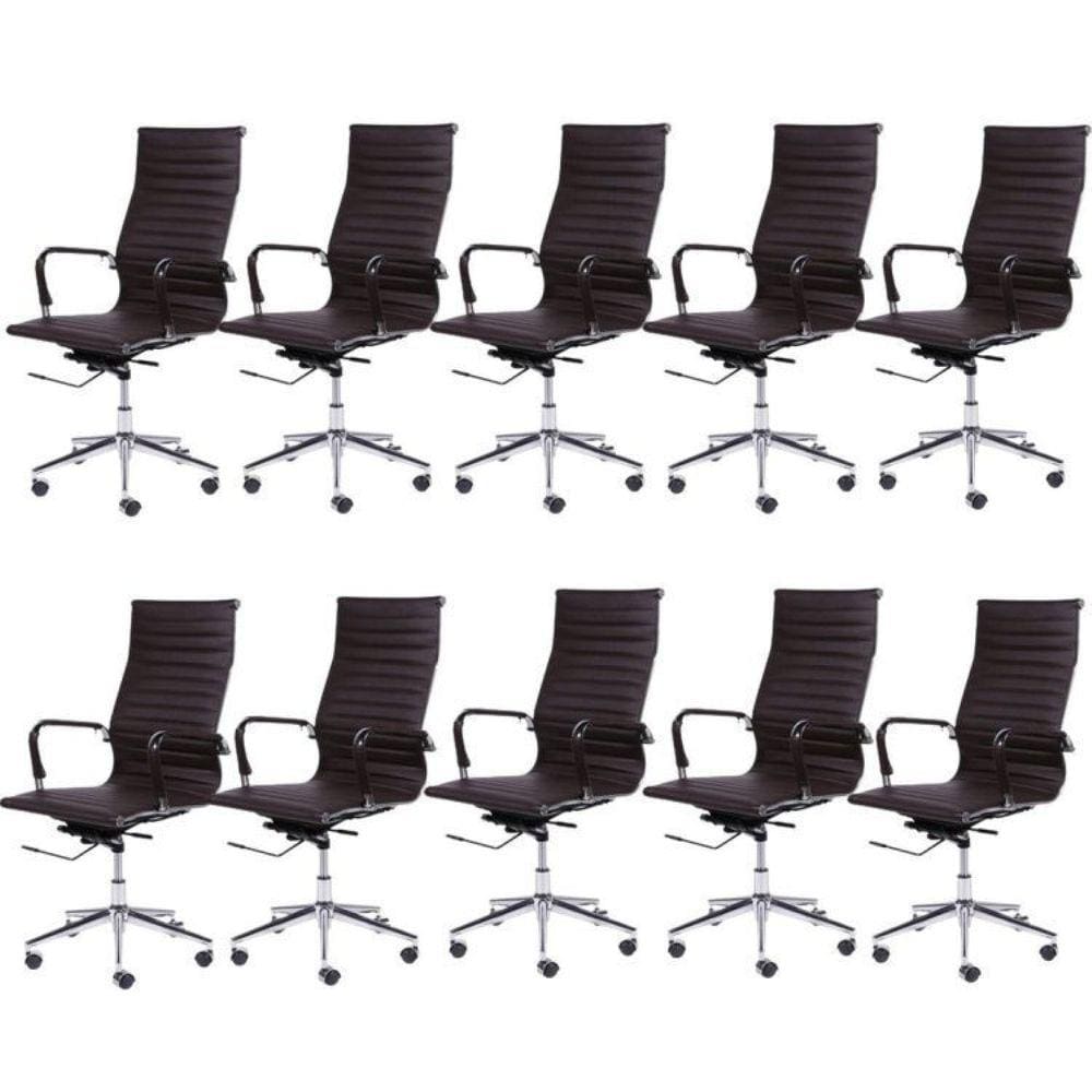 Kit 10 Cadeiras para Escritório Presidente Esteirinha com Relax Sintético 3301 OR Design Café