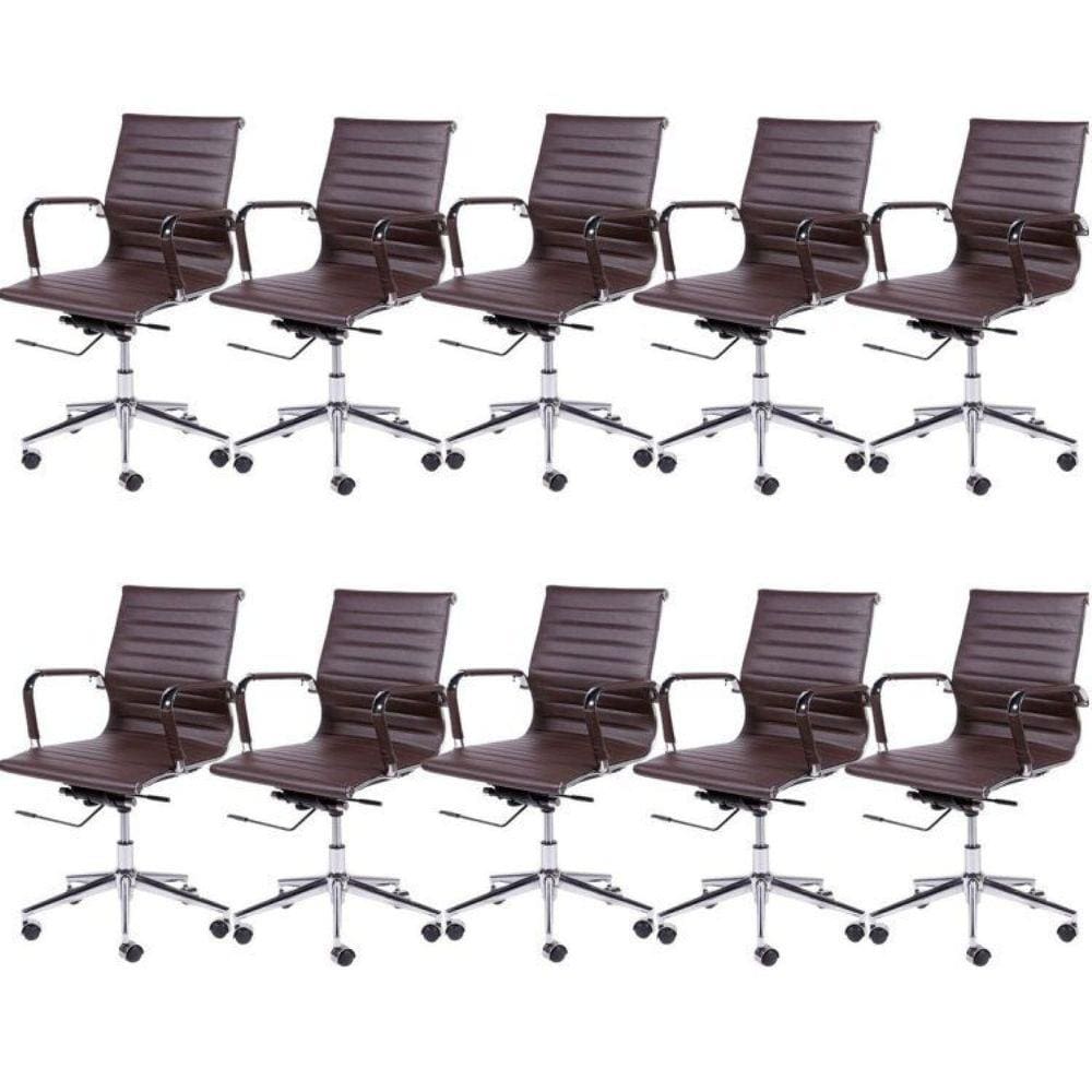 Kit 10 Cadeiras para Escritório Diretor Esteirinha com Relax Sintético 3301 OR Design Café