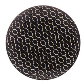 Prato para Sobremesa de Cerâmica Colméia Preto 20cm - Lyor