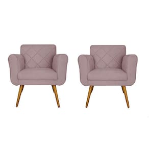 Kit 02 Poltronas Decorativa Sala Recepção Em Tressê Isabella Suede Rosê- LM DECOR