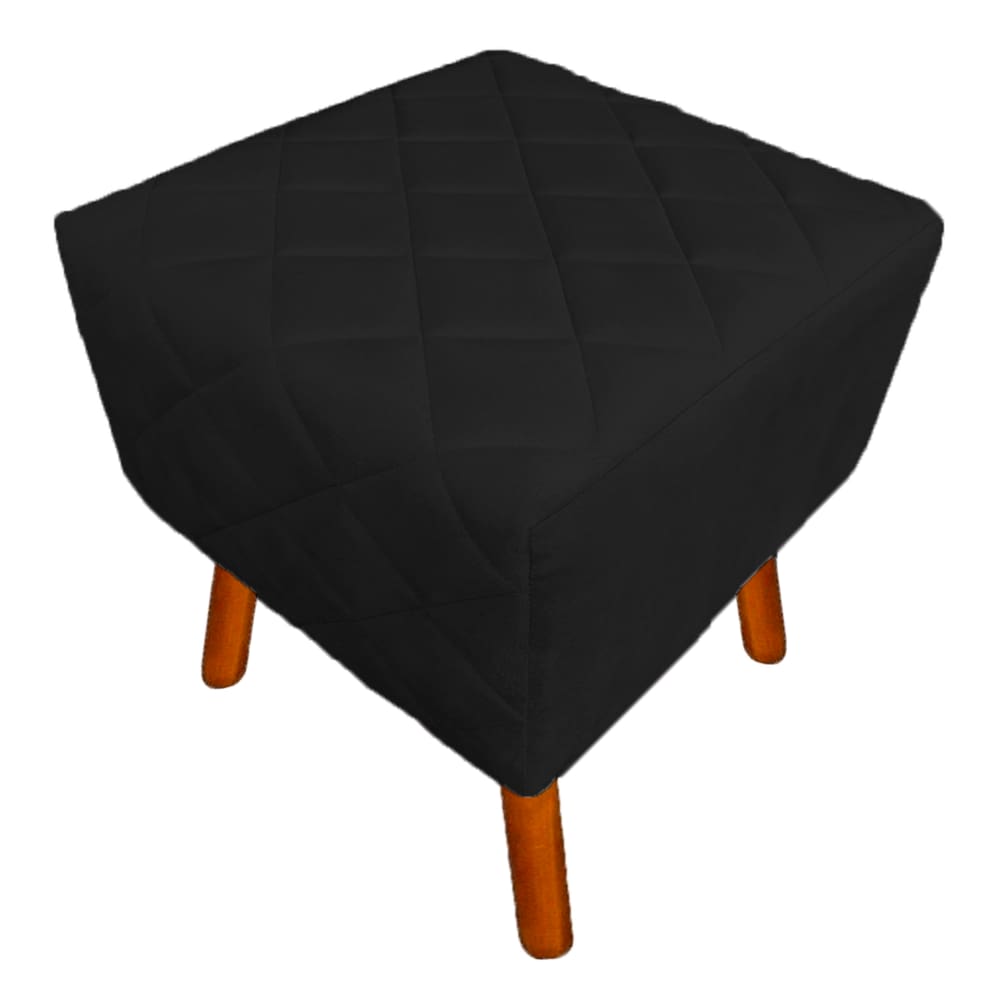 Puff Banqueta Decorativo Em Tressê Isabella Pés Palito Suede Preto - LM DECOR