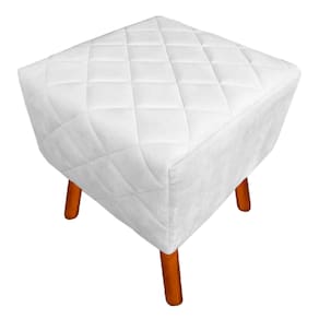 Puff Banqueta Decorativo Estofado Para Sala De Estar Isabella Suede Branco - LM DECOR