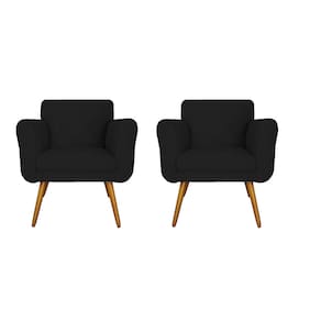 Combo 02 Poltronas Estofadas Decorativas Para Quarto Closet Isabella Suede Preto- LM DECOR