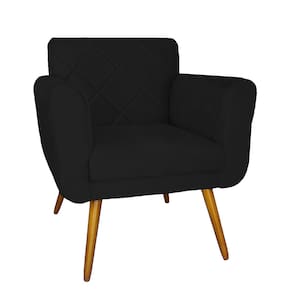 Poltrona Decorativa Estofada Para Salão de Beleza Isabella Corano Preto - LM DECOR