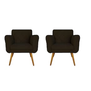 Kit 02 Poltronas Decorativa Sala Recepção Em Tressê Isabella Corano Marrom- LM DECOR
