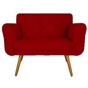 Namoradeira 02 Lugares Isabella Consultório Loja Suede Vermelho - LM DECOR