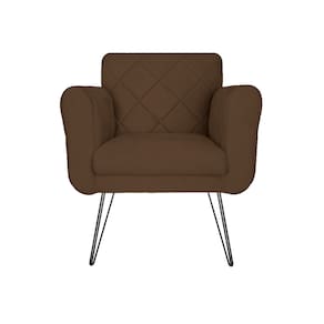 Poltrona Decorativa Com Pés de Ferro Para Salão de Beleza Isabella Corano Marrom - LM DECOR