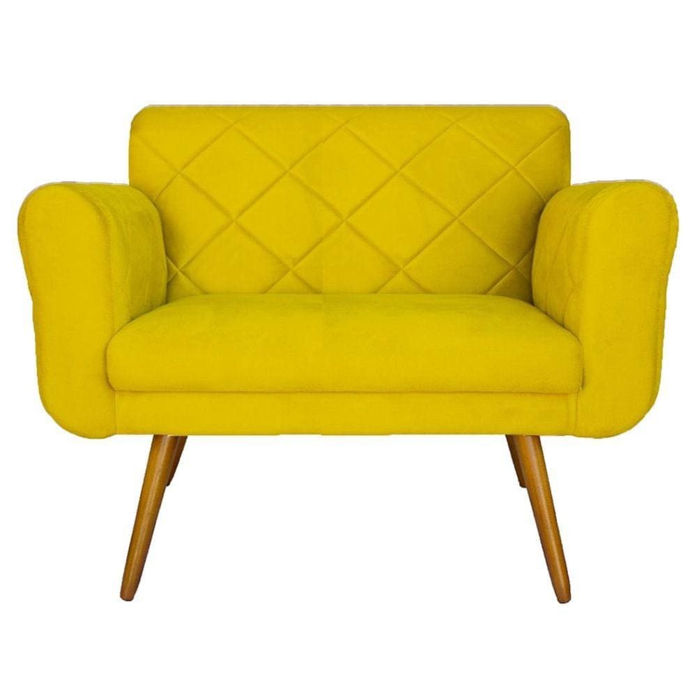 Namoradeira Decorativa Estofada Para Sala Estar Isabella Corano Amarelo - LM DECOR