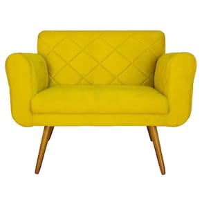 Namoradeira 02 Lugares Isabella Consultório Loja Corano Amarelo - LM DECOR