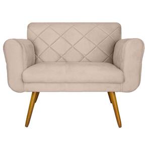 Namoradeira Decorativa Estofada Para Sala de Recepção Isabella Suede Bege - LM DECOR