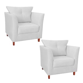 Kit 02 Poltrona Estofada Com Almofada Isis Recepção Consultório Corano Branco - LM DECOR