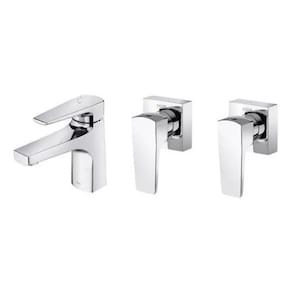 Kit Torneira Misturador Docol Lift Monocomando Para Banheiro Cromado De Mesa + 2 Acabamentos Para Registro Base Docol Lift Cromado 1/2, 3/4 E 1
