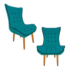 Combo 02 Poltrona Estofada Jessica Hall de Entrada Suede Azul Turquesa - LM DECOR