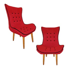 Kit 02 Poltrona Decorativa Jessica Sala De Estar Salão Clínica Suede Vermelho - LM DECOR