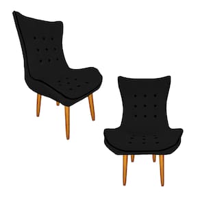Jogo 02 Poltrona Decorativa Jessica Salão de Beleza Suede Preto - LM DECOR