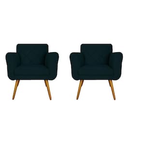 Conjunto 02 Poltronas Estofadas Para Sala de Estar Isabella Suede Azul Marinho- LM DECOR