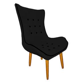 Poltrona Estofada Jessica Para Sala Comercial Suede Preto - LM DECOR