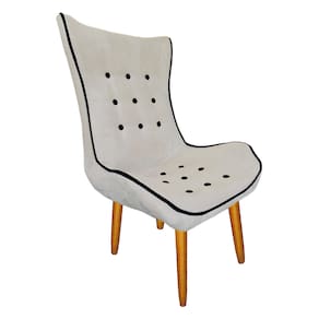 Poltrona Estofada Jessica Para Sala Comercial Suede Bege - LM DECOR